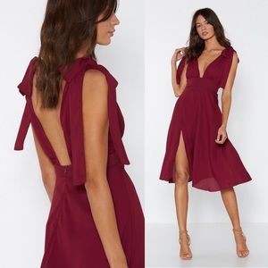 Nasty Gal | Burgundy Plunging Dress